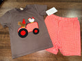 Chickens Tractor Appliqué Top with Gingham Check Shorts Size 12-18 Months New