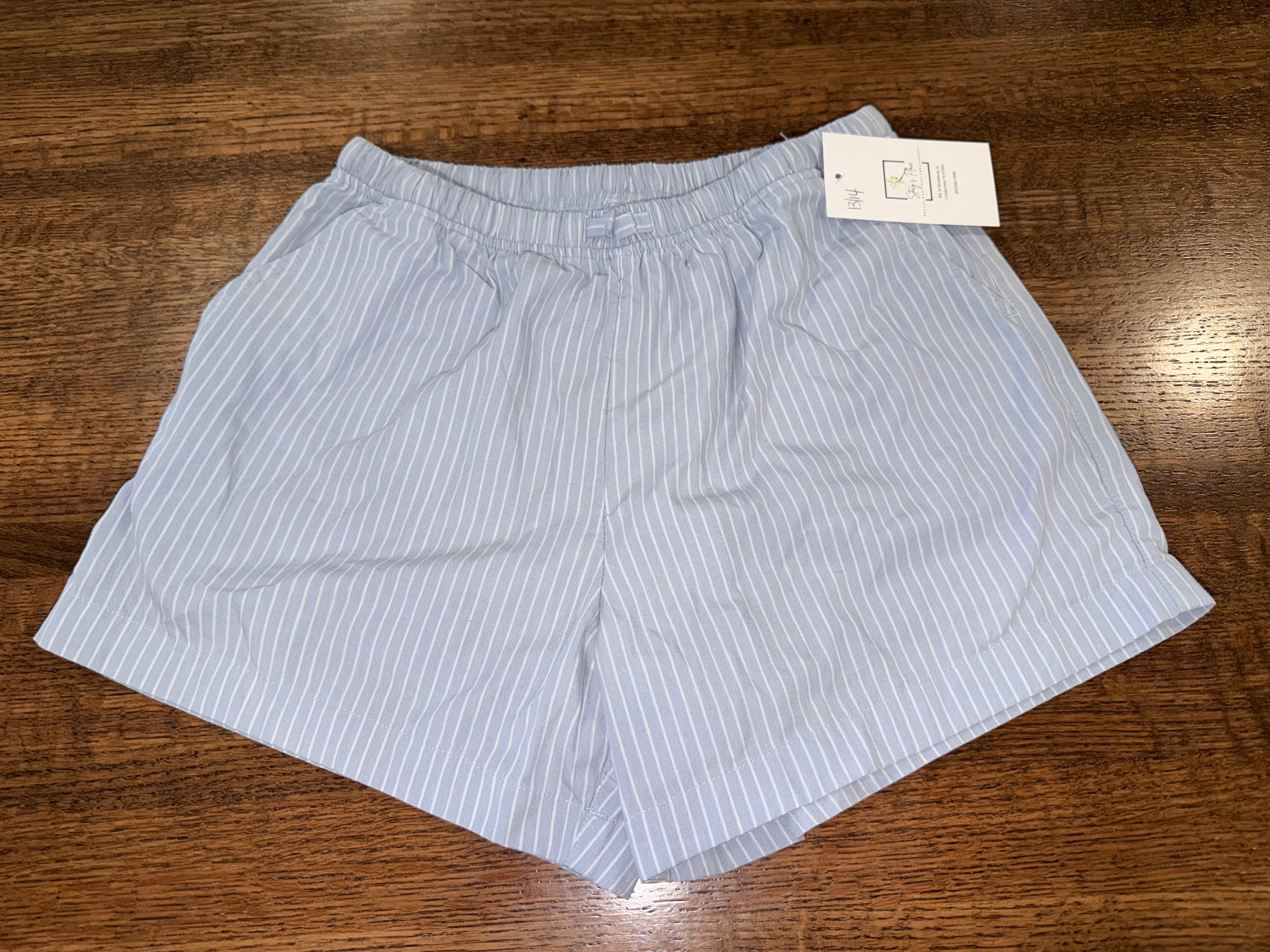 Abercrombie Girls Blue Striped Shorts YXL 13/14 NWOT