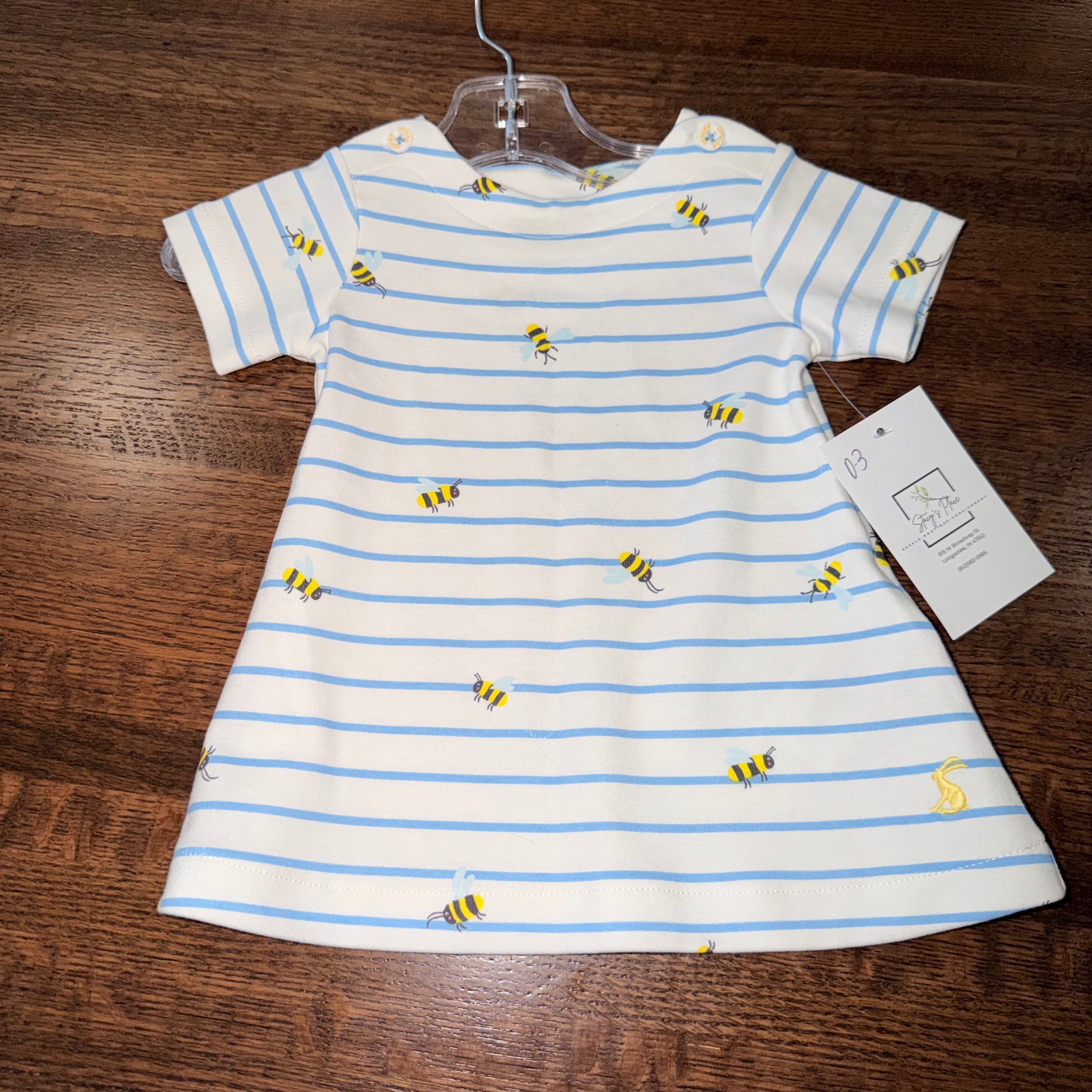 LITTLE JOULES Girls Christina Bumble Bee Dress 0-3 Months