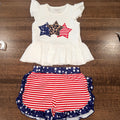 Girls Boutique Cheetah Patriotic Stars Flutter Top & Shorts Size 2T