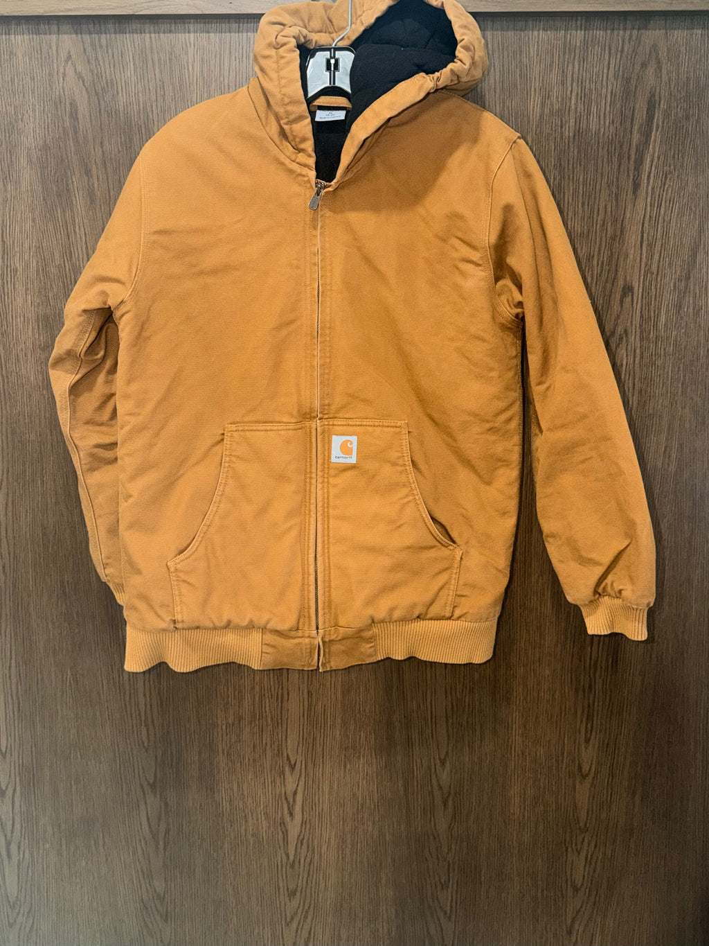 Carhartt Youth XL 18-20 Duck Brown Hooded Insulated Active Jacket Full Zip Canvas