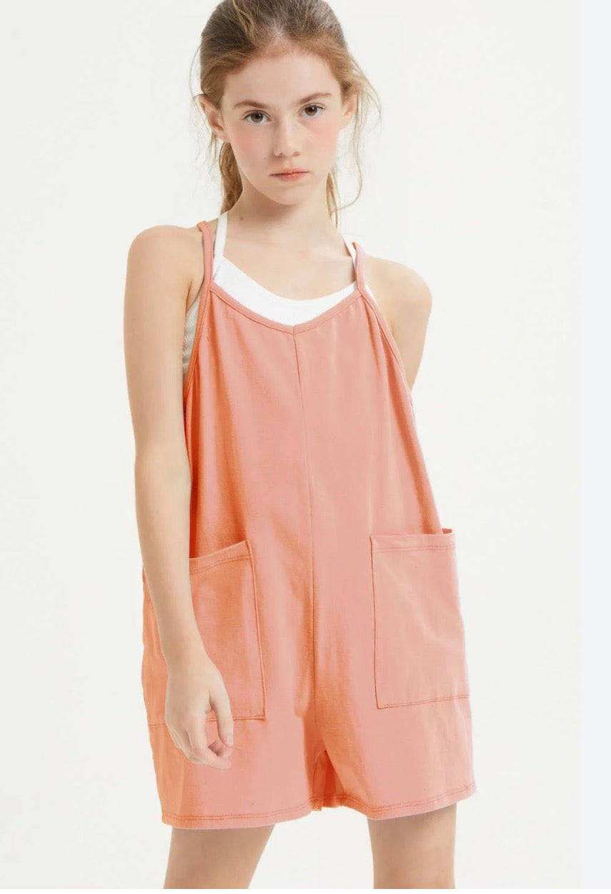 Good Girls NWT Shortie Romper Overall Jumpsuit YM 10/12 Mauve