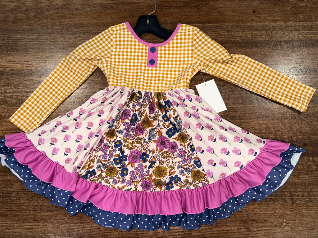 Cheeky Plum Elara Knit Dress Fall Larus Print Size 4T EUC