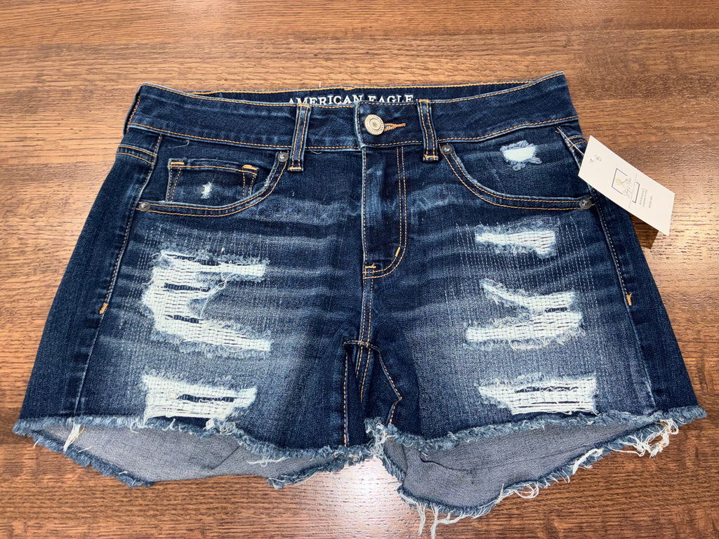 American Eagle Distressed Midi Jean Shorts Size 8