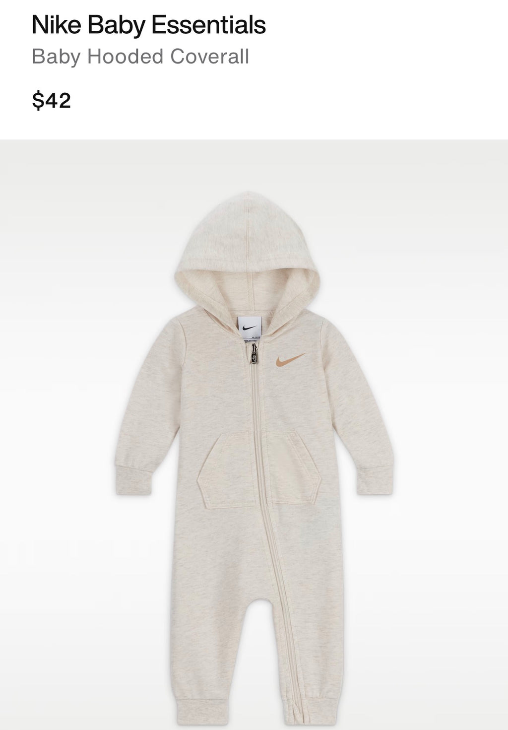 Nike Baby Light Blue Hooded Coverall Onesie Newborn New Condition