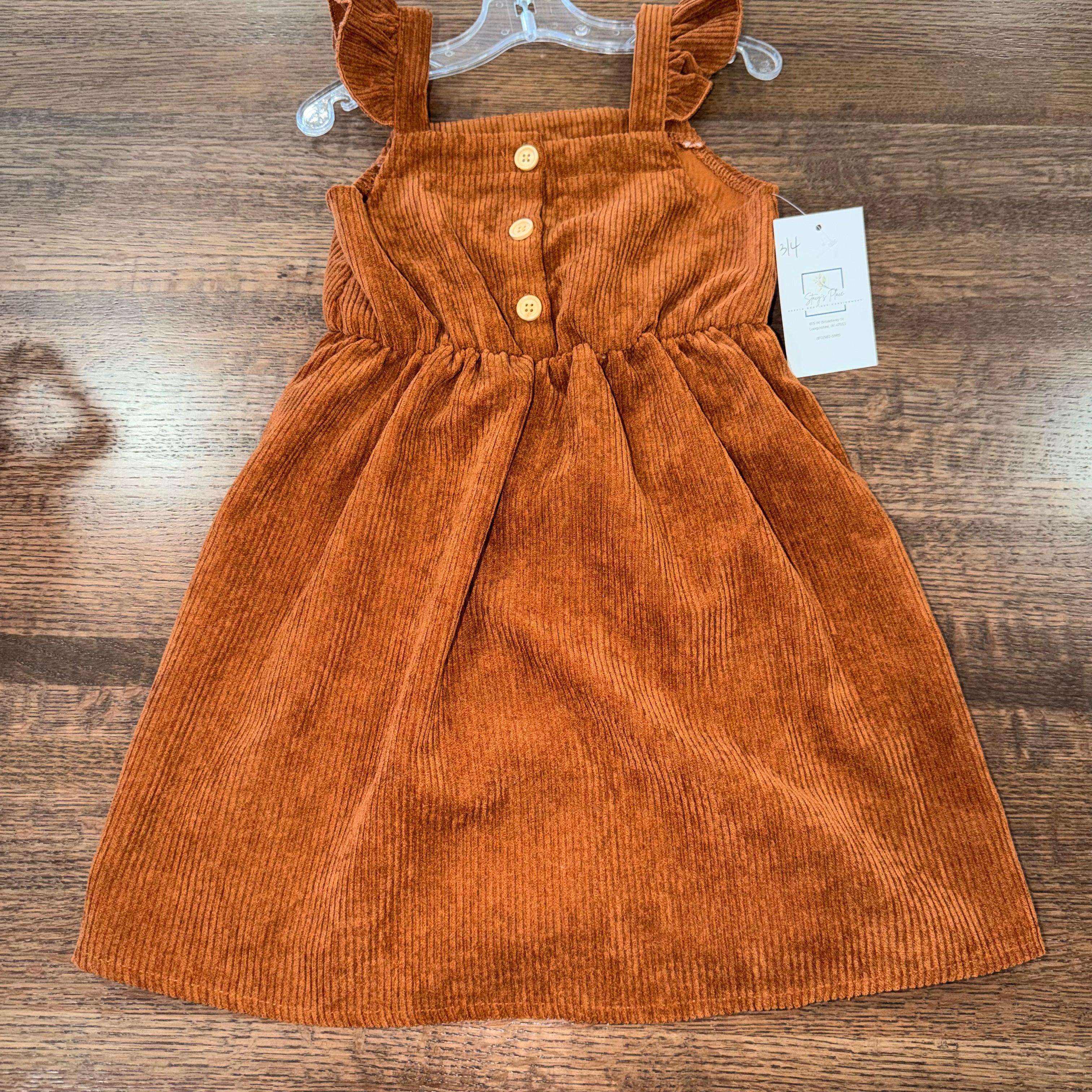 PatPat Girls Brown Corduroy Dress Size 4