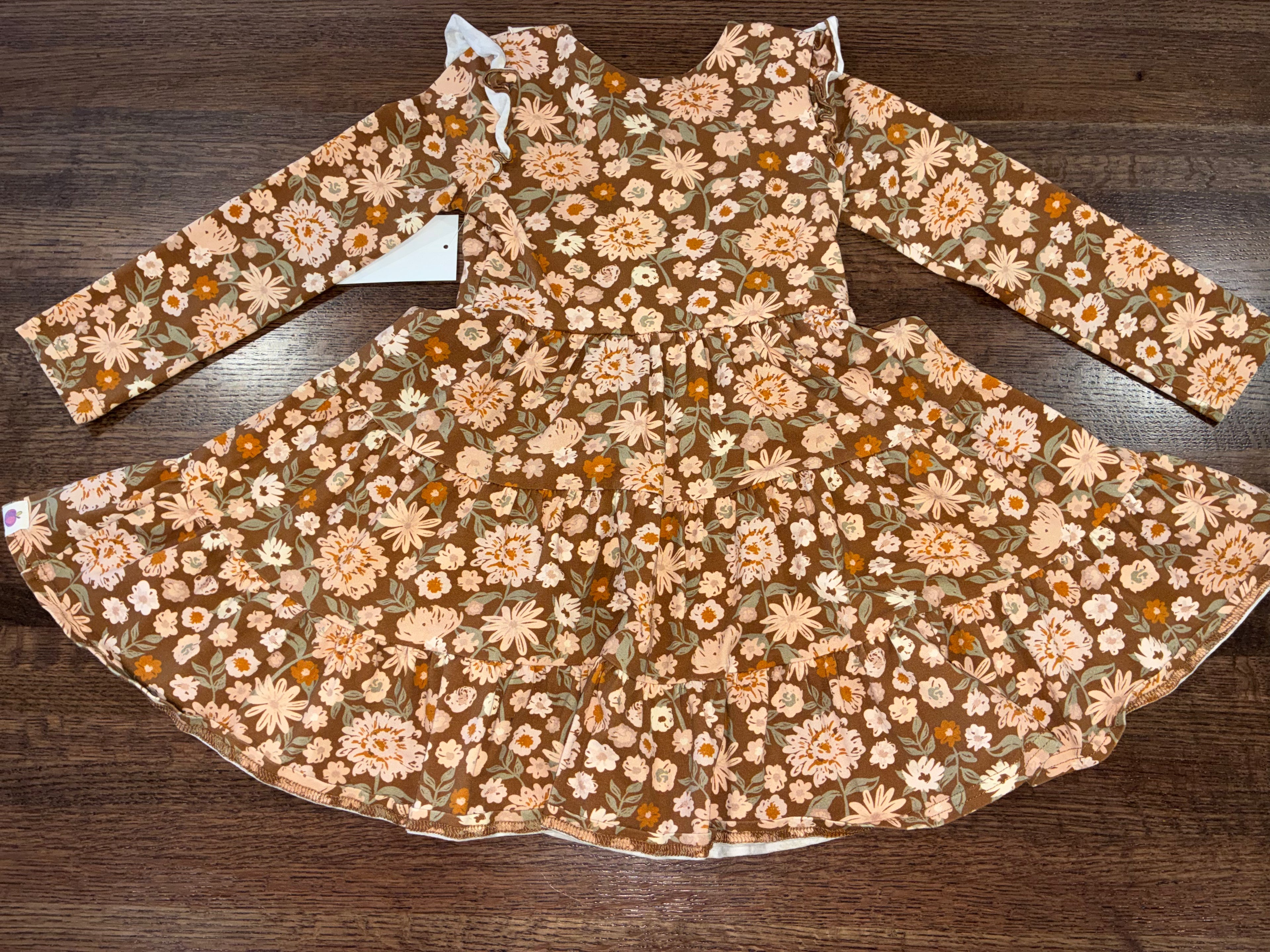Cheeky Plum Girls Retro Blooms Dress in Harvest Bloom Size 5T