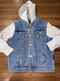 Little Bipsy Boys Hooded Denim & Grey Jacket Size 4/5 4T 5T NWT