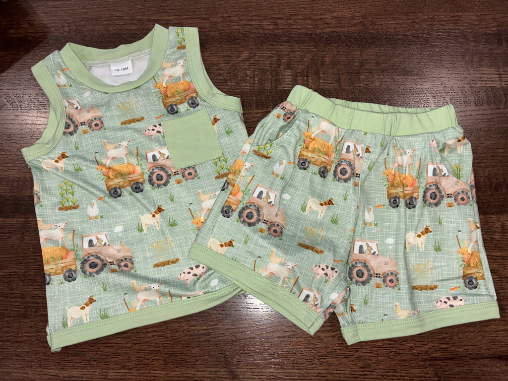 “Down on the Farm” Pocket Tank & Jogger Shorts NWT 12-18 Months