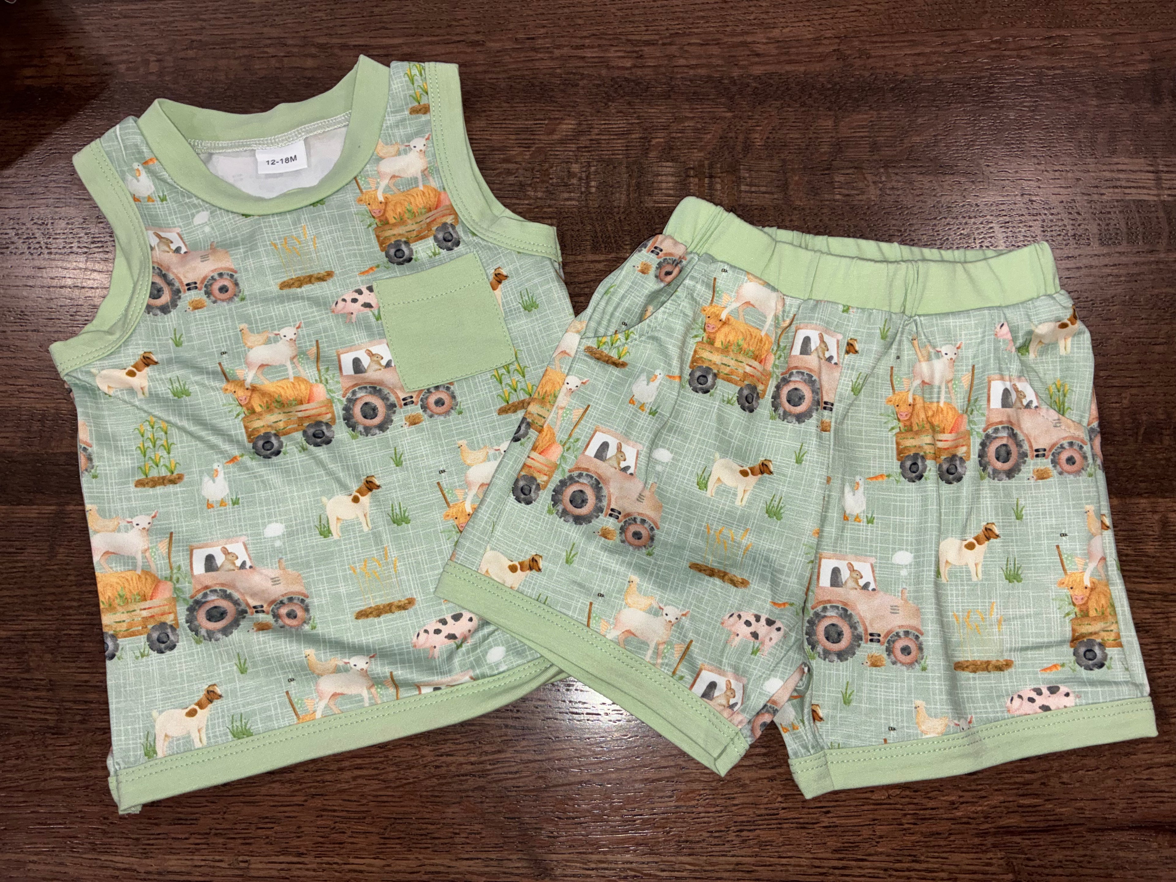 “Down on the Farm” Pocket Tank & Jogger Shorts NWT 12-18 Months