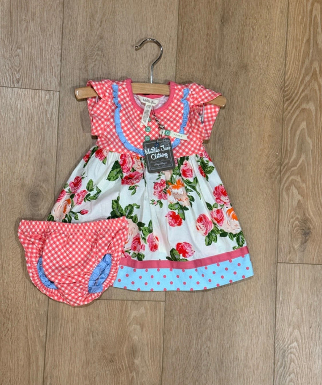 Matilda Jane "Lets Go Together" Sunny Skies Dress & Diaper Cover 6-12 Months NWT