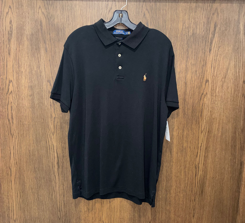 Polo Ralph Lauren Men's Large Custom Slim Fit Black Cotton Polo Shirt Multicolor Pony