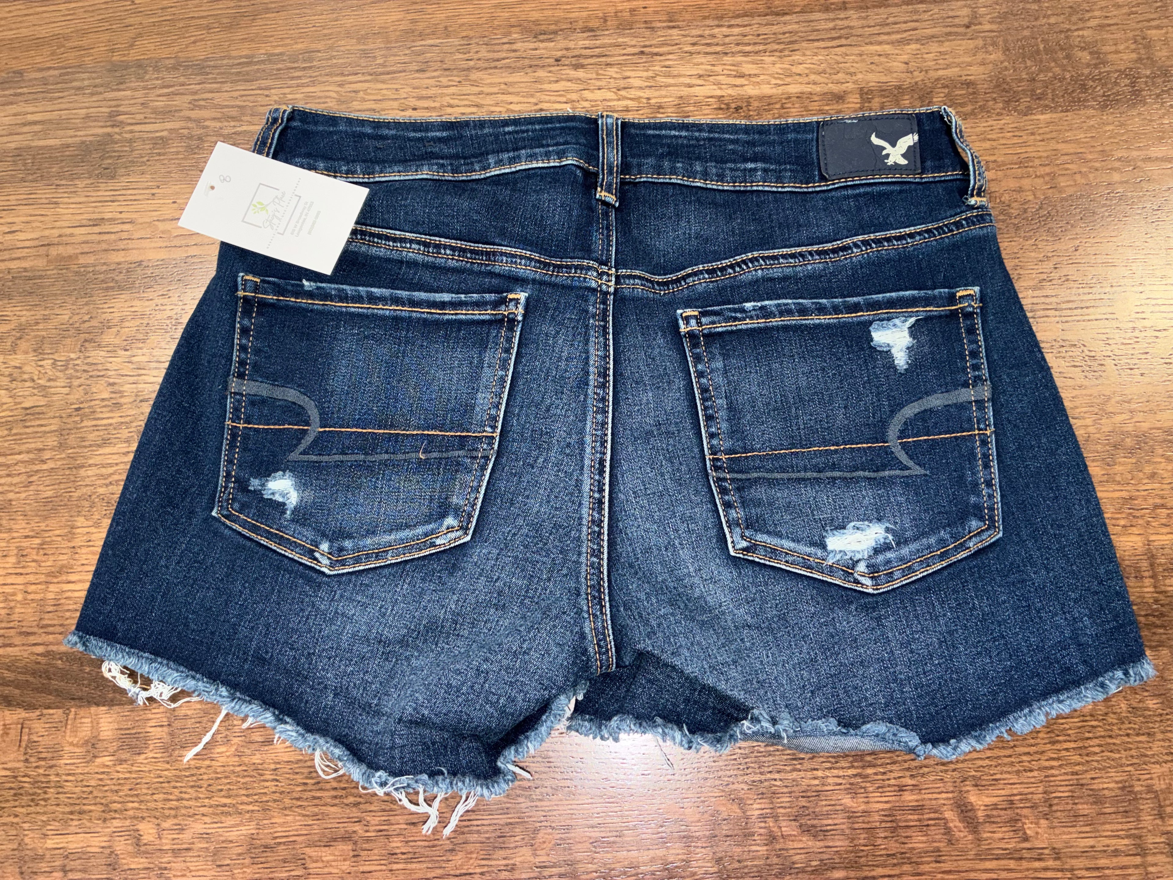 American Eagle Distressed Midi Jean Shorts Size 8