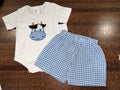 Moo Cow Appliqué Onesie & Gingham Shorts Size 6-12 Months