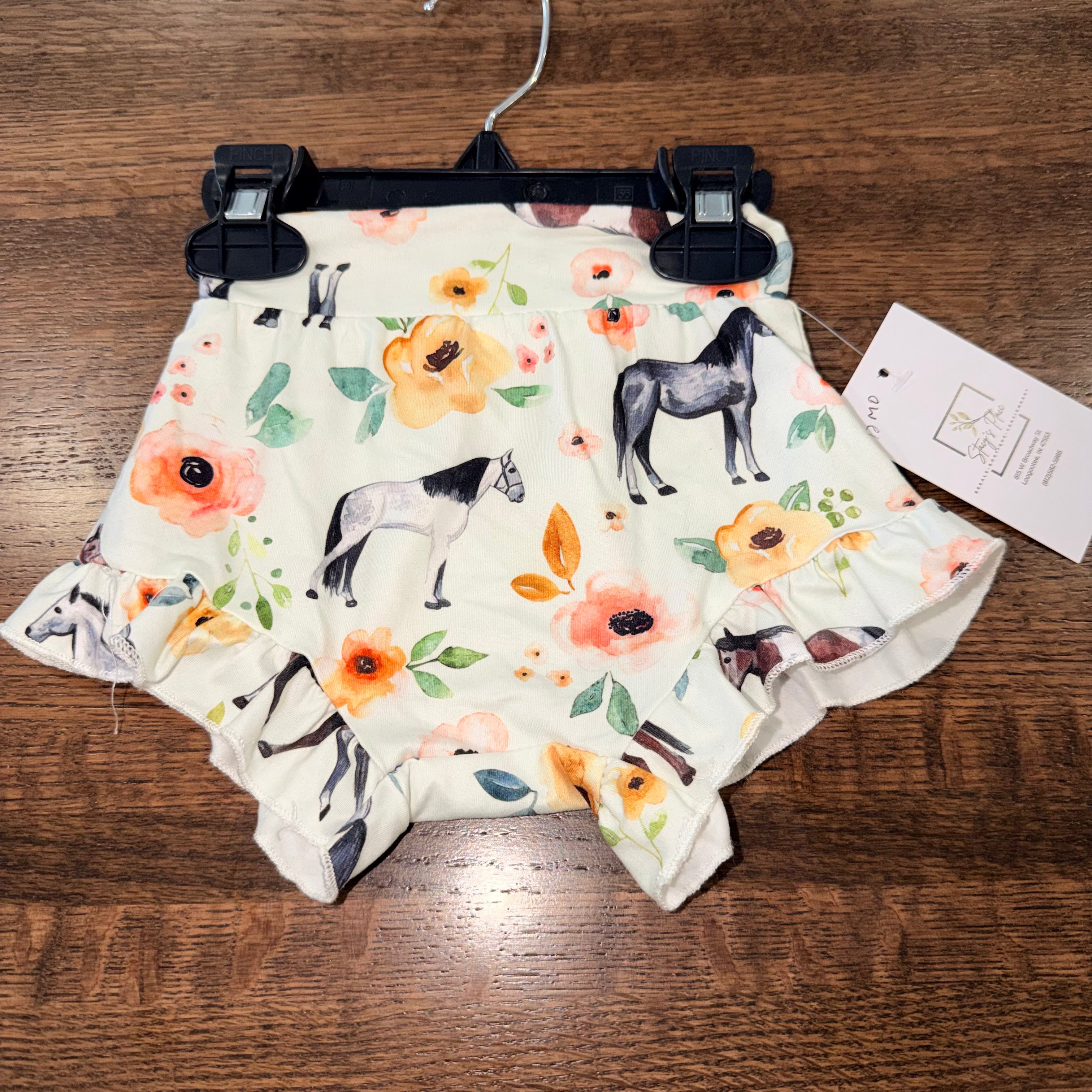 Girls Floral Horse Bummies Size 6-12 Months