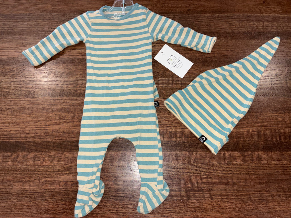Rags Striped Boys Bamboo Romper & Hat 0-3 Months