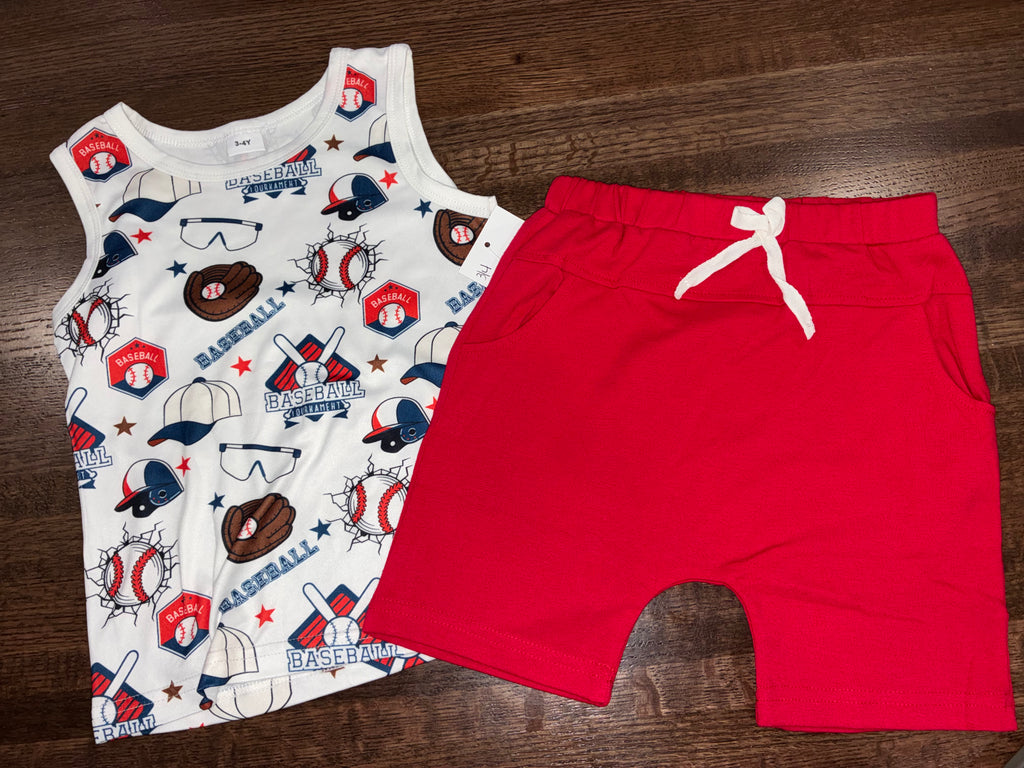 Baseball Boys Tank & Jogger Set Size 3/4 3T 4T