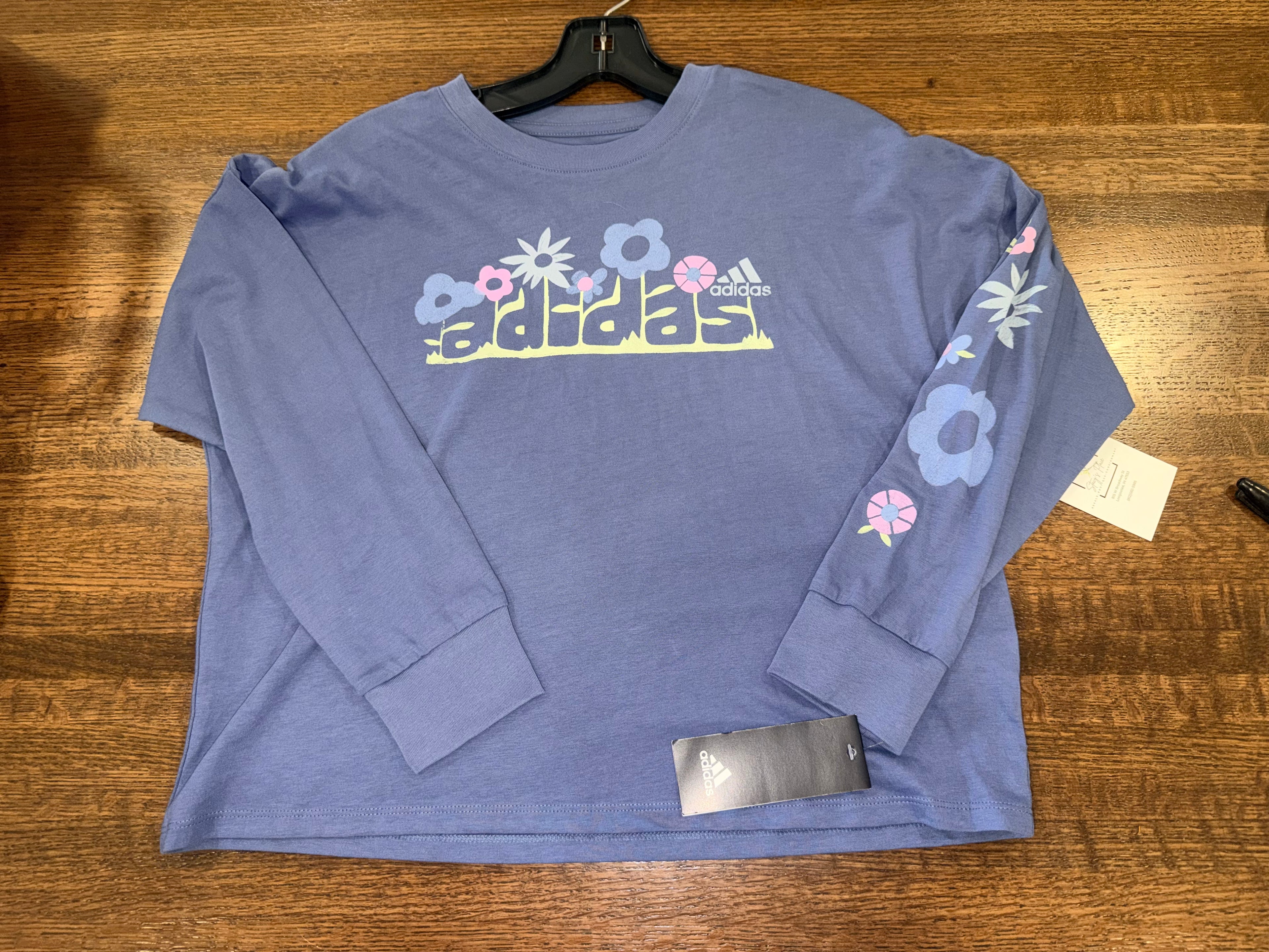 Adidas Girls Long Sleeve T-Shirt Long Crop YM 10/12 NWT