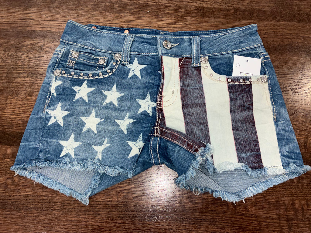 Miss Me American Flag Women’s Embellished Shorts Size 27