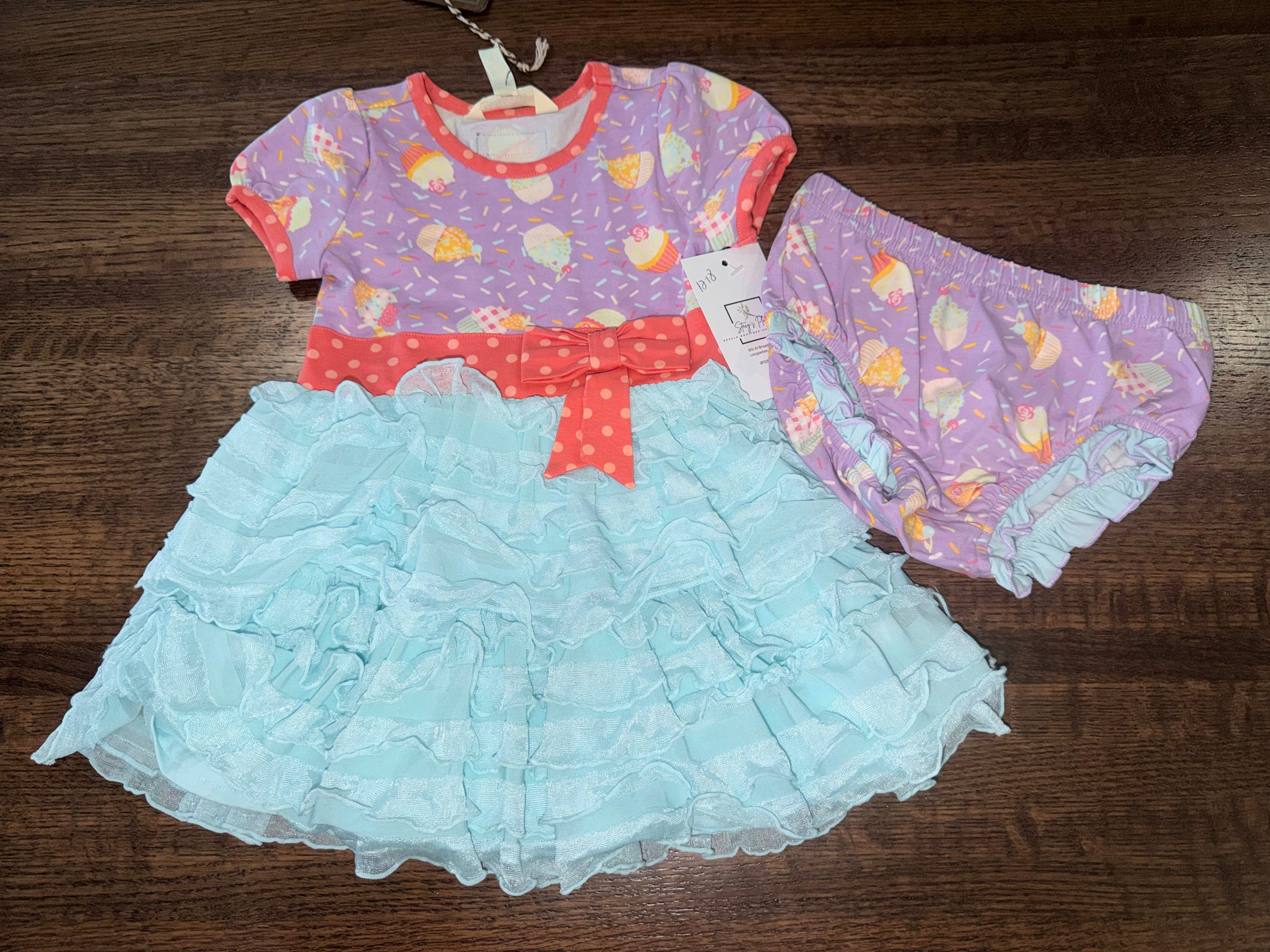 Matilda Jane Brilliant Daydream Extra Sprinkles Dress & Diaper Cover 12-18 Months NWT