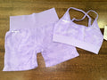SHAWTY SW Activewear Women’s  Purple Camo Seamless Bra & Biker Shorts Set Size Medium