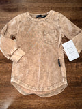 Lenox James Long Sleeve Brown Acid Wash Tee T-Shirt Size 2T