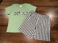 Cow Pig Sheep Embroidered with Gingham Check Shorts Size 6-12 Months New