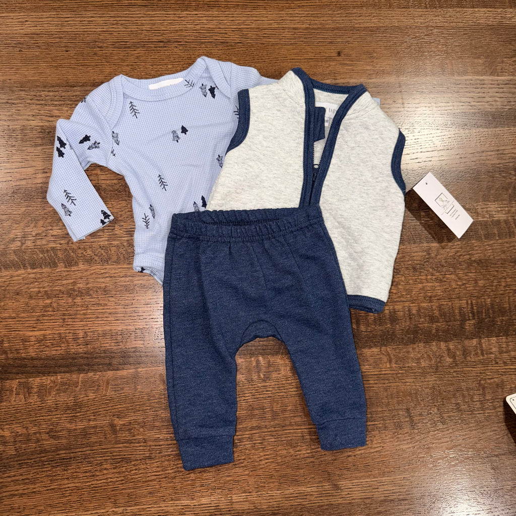 Bloomin Baby NWT Vest, Long-Sleeve Onesie, & Pants 3-Piece Set 6-9 mos