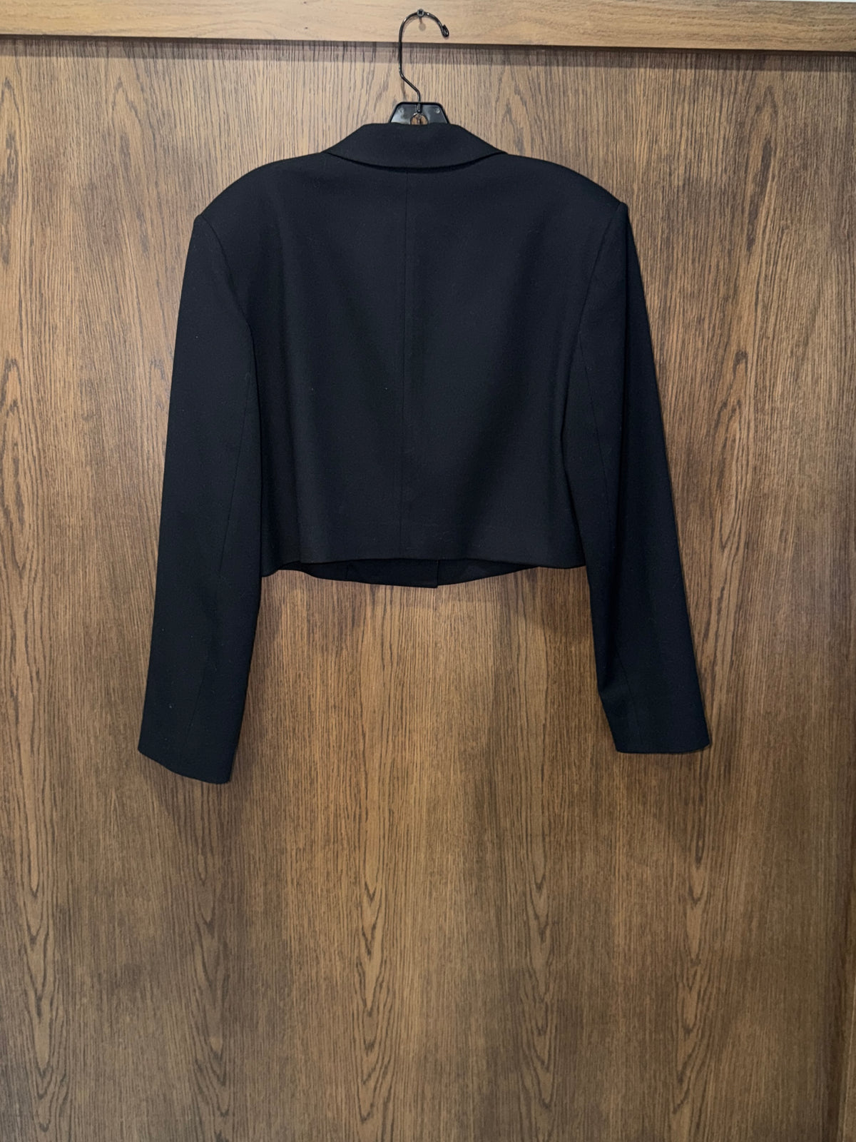 Alo Yoga Cropped Blazer Women’s Size M Black Logo Sleeve Tailored Jacket