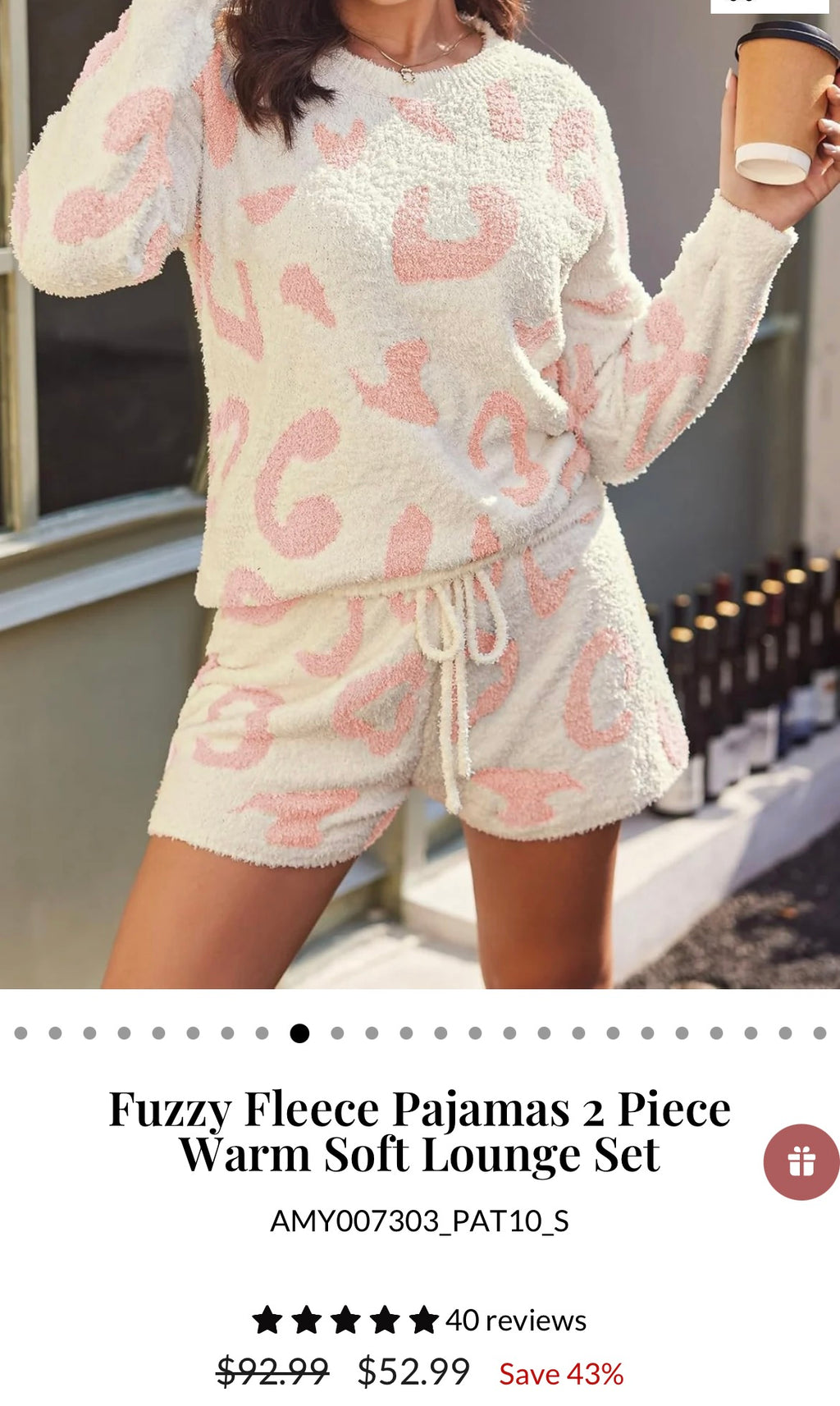 Fuzzy Fleece Pajamas 2 Piece Warm Soft Lounge Set Size Medium New Condition