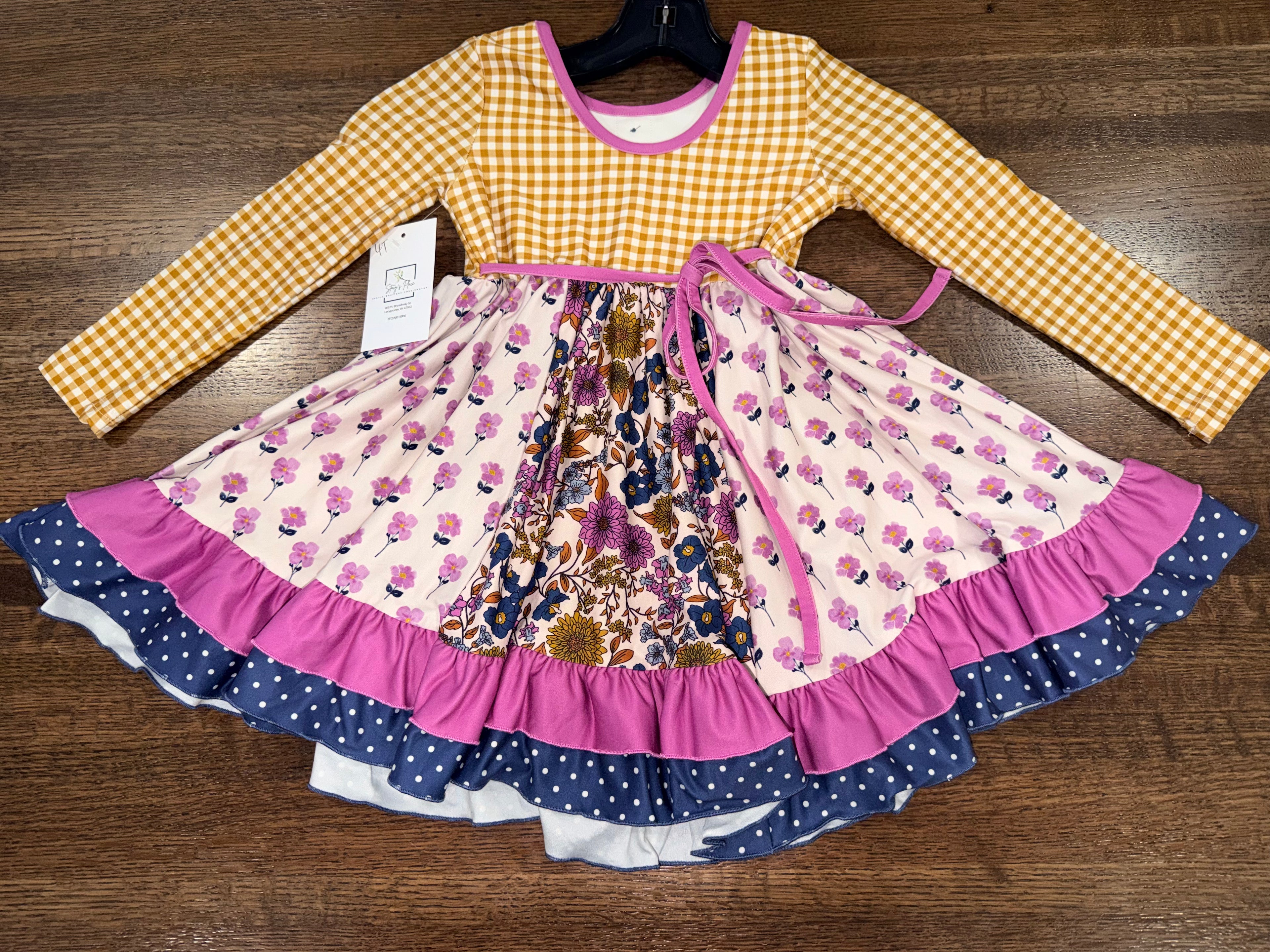 Cheeky Plum Elara Knit Dress Fall Larus Print Size 4T EUC