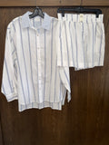 Aerie
Oversized White + Blue Striped Button-Up Matching Shirt & Shorts Set 
Size Medium NWT