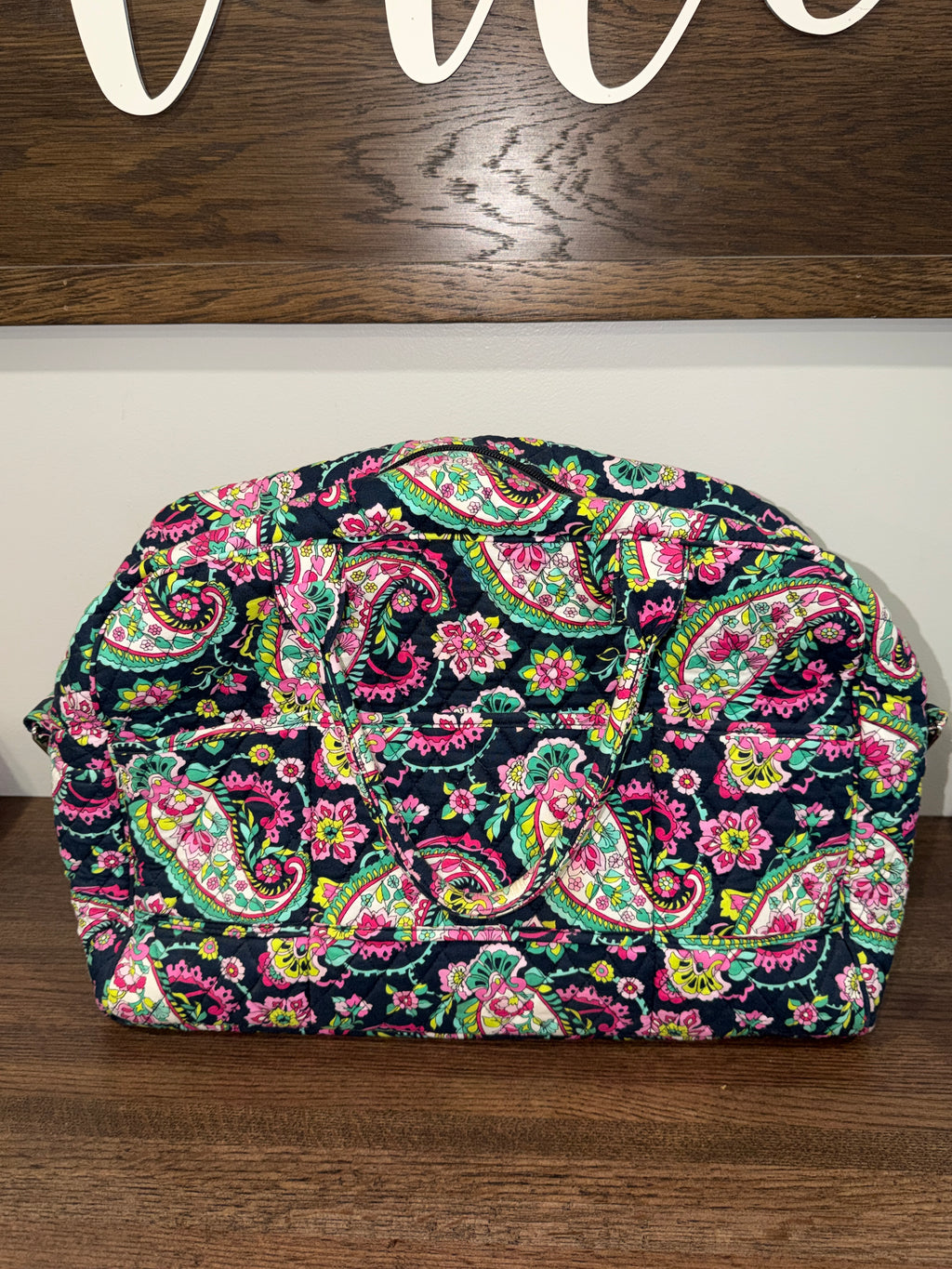 Vera Bradley Standard Weekender Travel Bag Petal Paisley Navy Pink Floral Retired No Strap