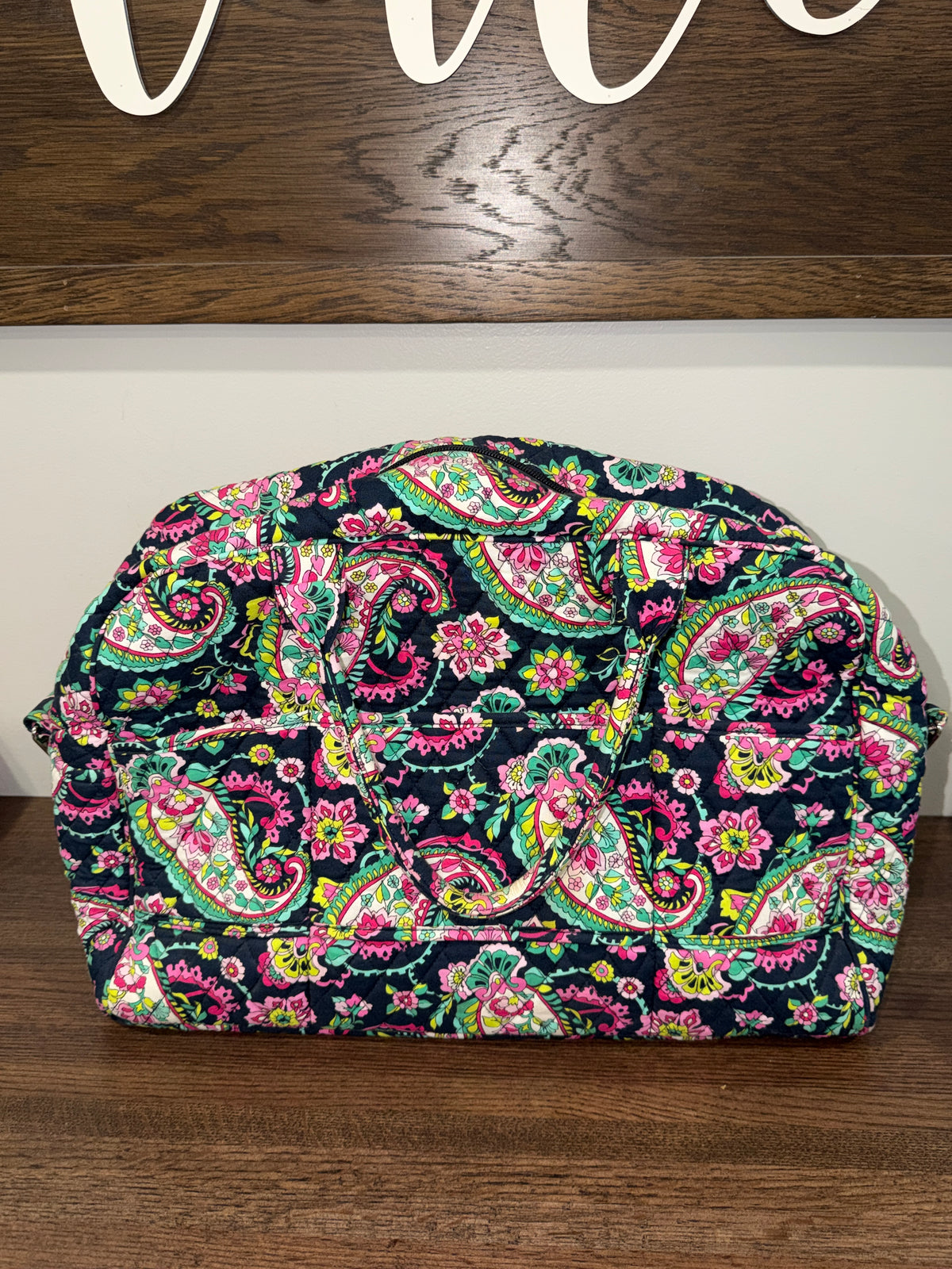 Vera Bradley Standard Weekender Travel Bag Petal Paisley Navy Pink Floral Retired No Strap
