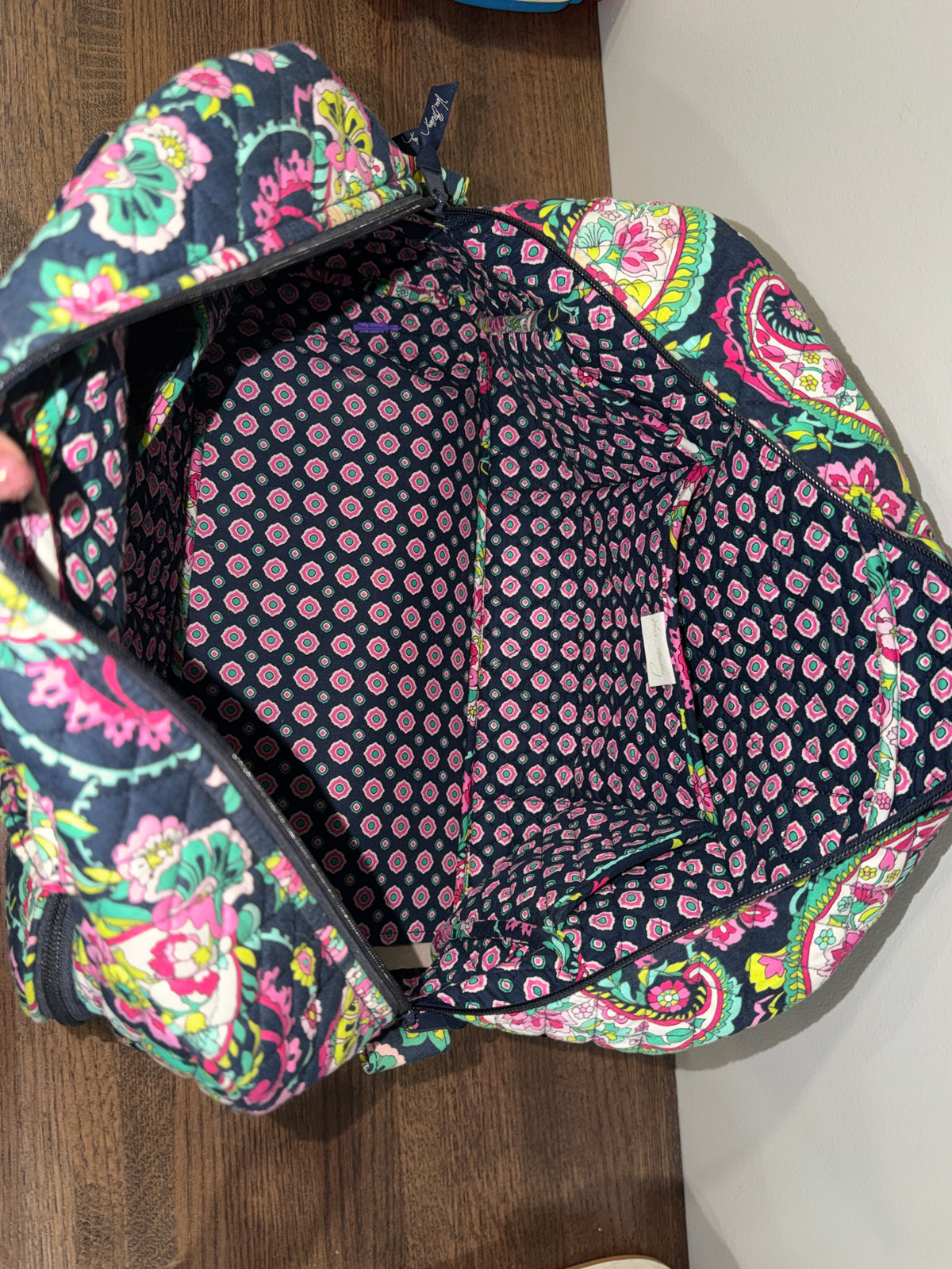 Vera Bradley Standard Weekender Travel Bag Petal Paisley Navy Pink Floral Retired No Strap