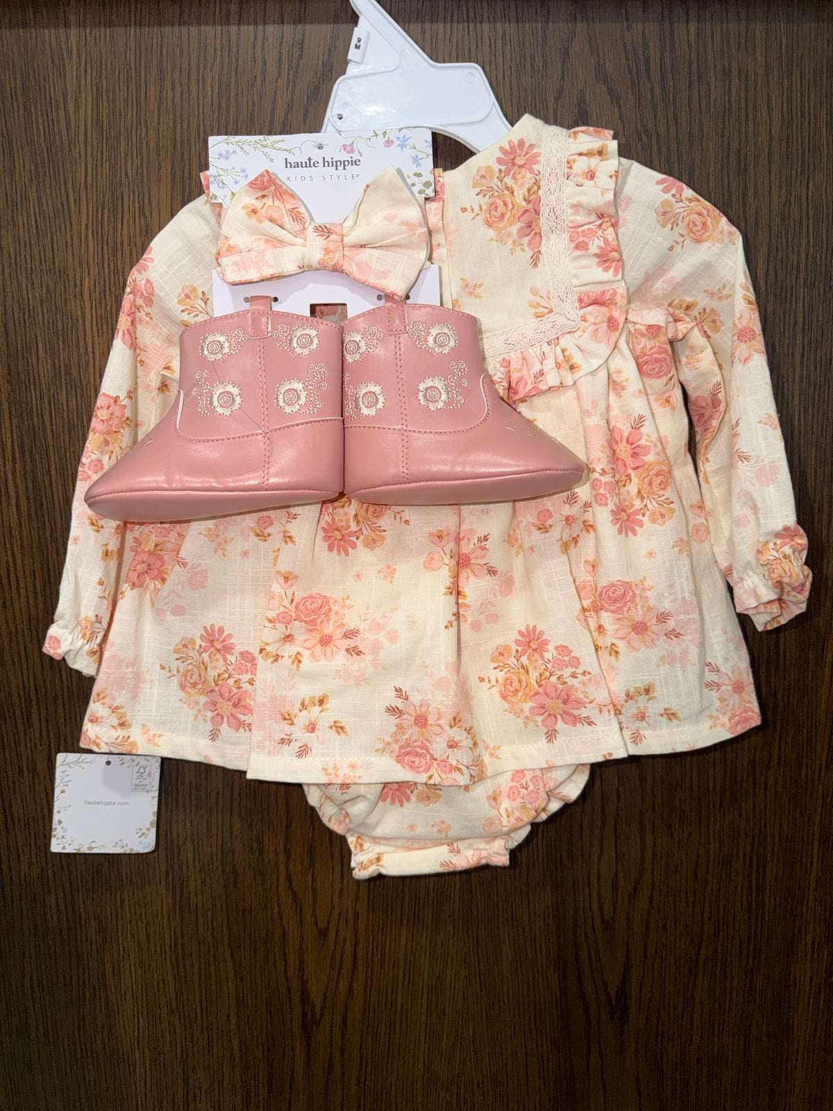 Haute Hippie Girls Floral Dress, Headband, & Booties Size 9 Months NWT