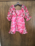 Thirty Thirty LA Women’s Pink Floral Organza Puff Sleeve Mini Dress XS