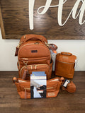 Itzy Ritzy Cognac Boss Plus Backpack Diaper Bag Bundle NWT