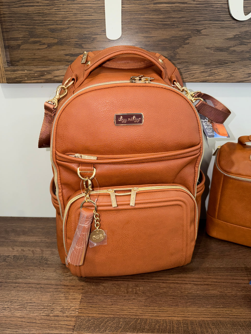 Itzy Ritzy Cognac Boss Plus Backpack Diaper Bag Bundle NWT