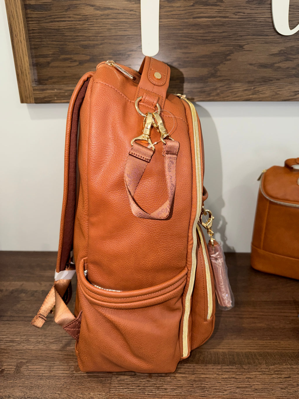 Itzy Ritzy Cognac Boss Plus Backpack Diaper Bag Bundle NWT