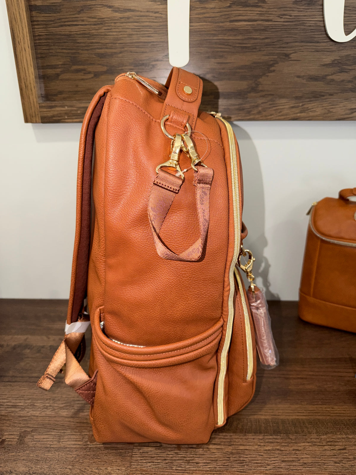 Itzy Ritzy Cognac Boss Plus Backpack Diaper Bag Bundle NWT