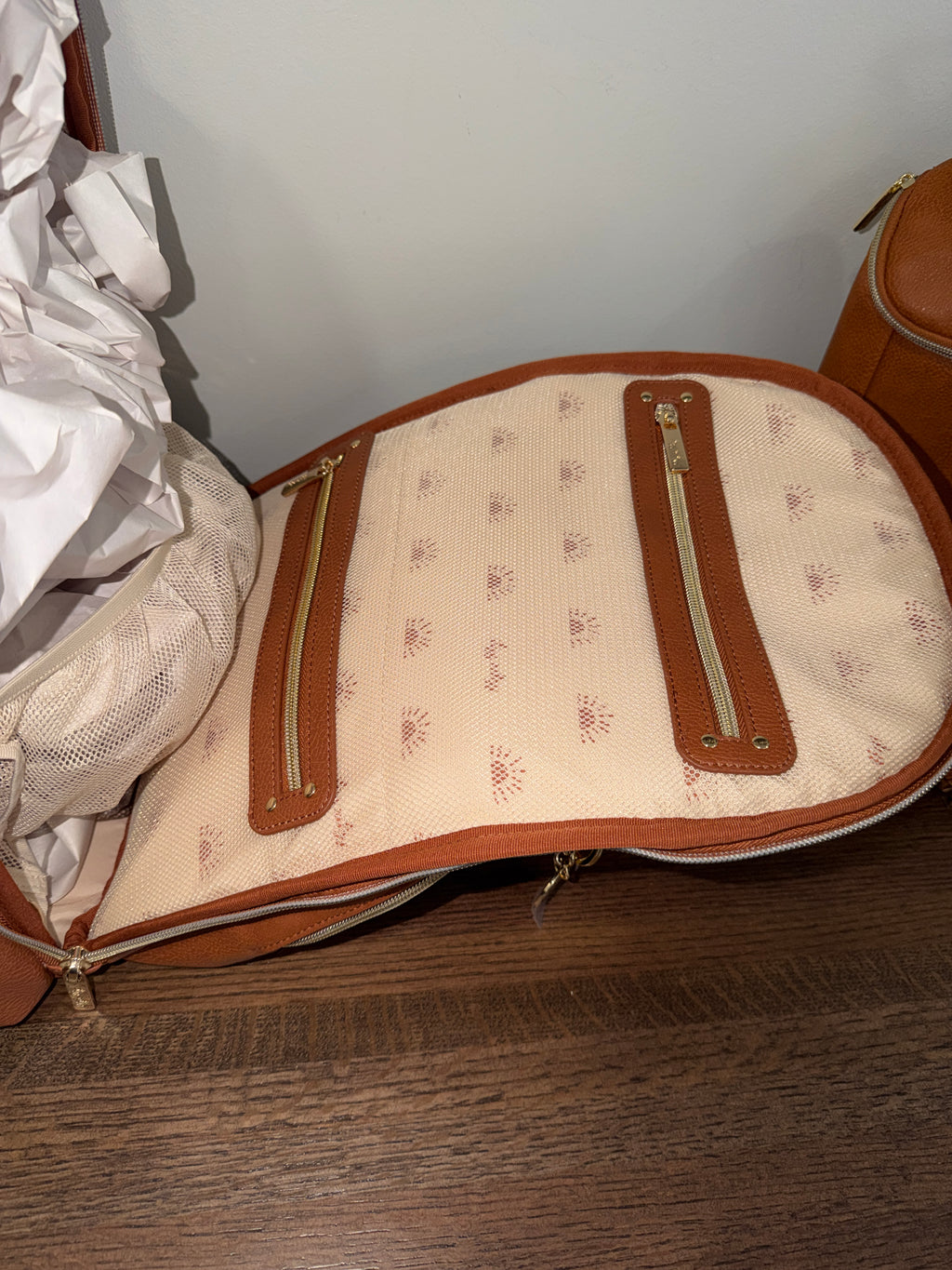 Itzy Ritzy Cognac Boss Plus Backpack Diaper Bag Bundle NWT