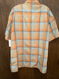 Kuhl Men's Response Short-Sleeve Plaid Button-Up Shirt in Orange and Blue XXL