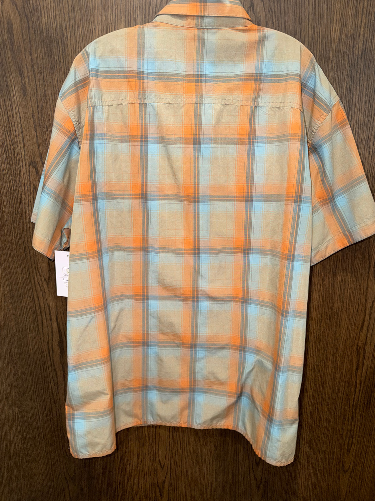 Kuhl Men's Response Short-Sleeve Plaid Button-Up Shirt in Orange and Blue XXL