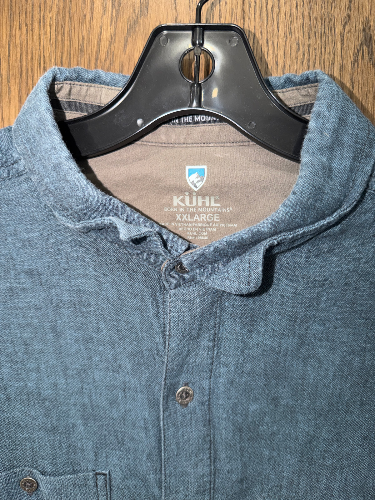 Kuhl Men's Born in the Mountains Short-Sleeve Blue Button-Up Shirt  XXL