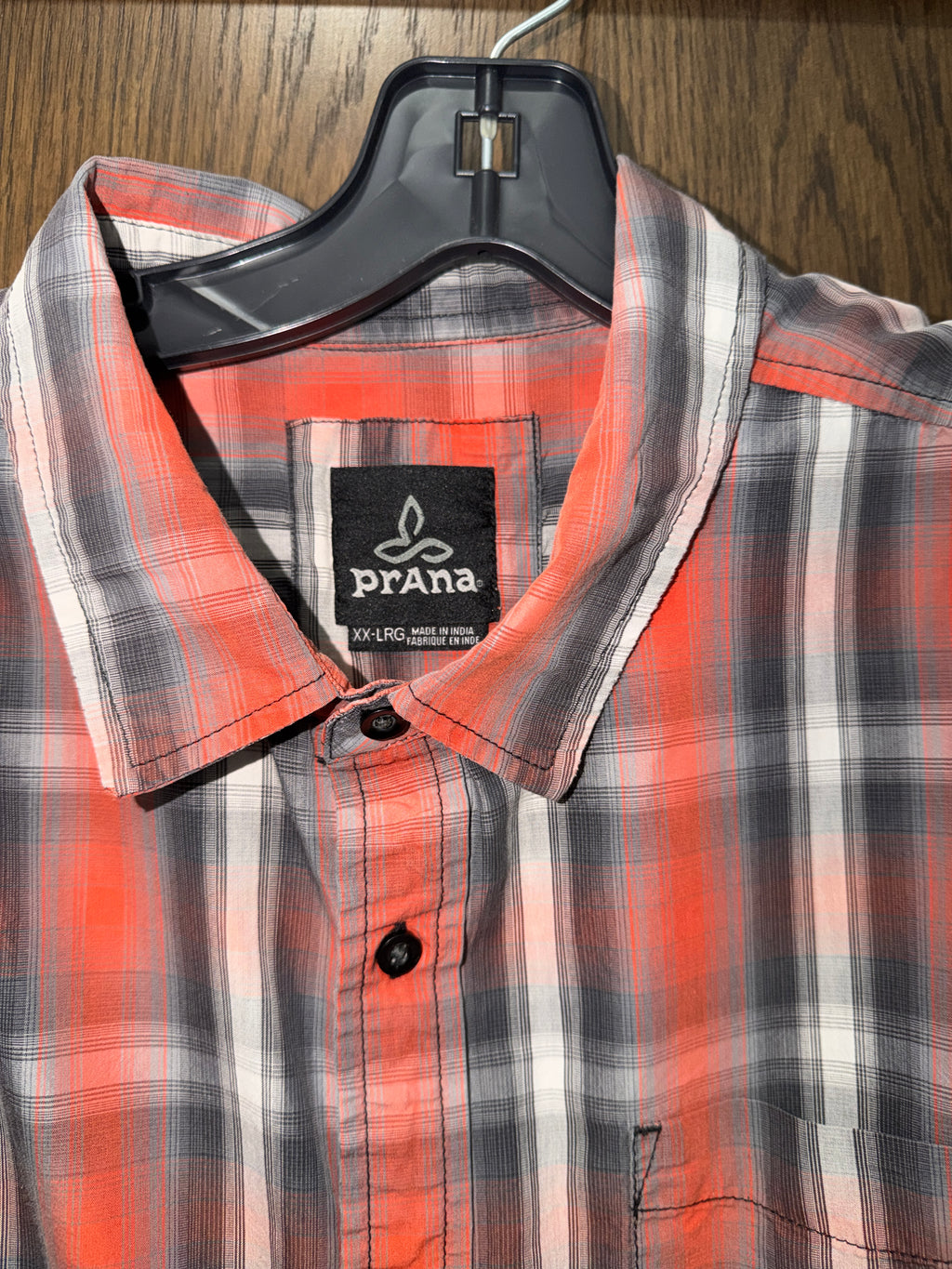 PrAna Orange Plaid Button Up Shirt Size XXL