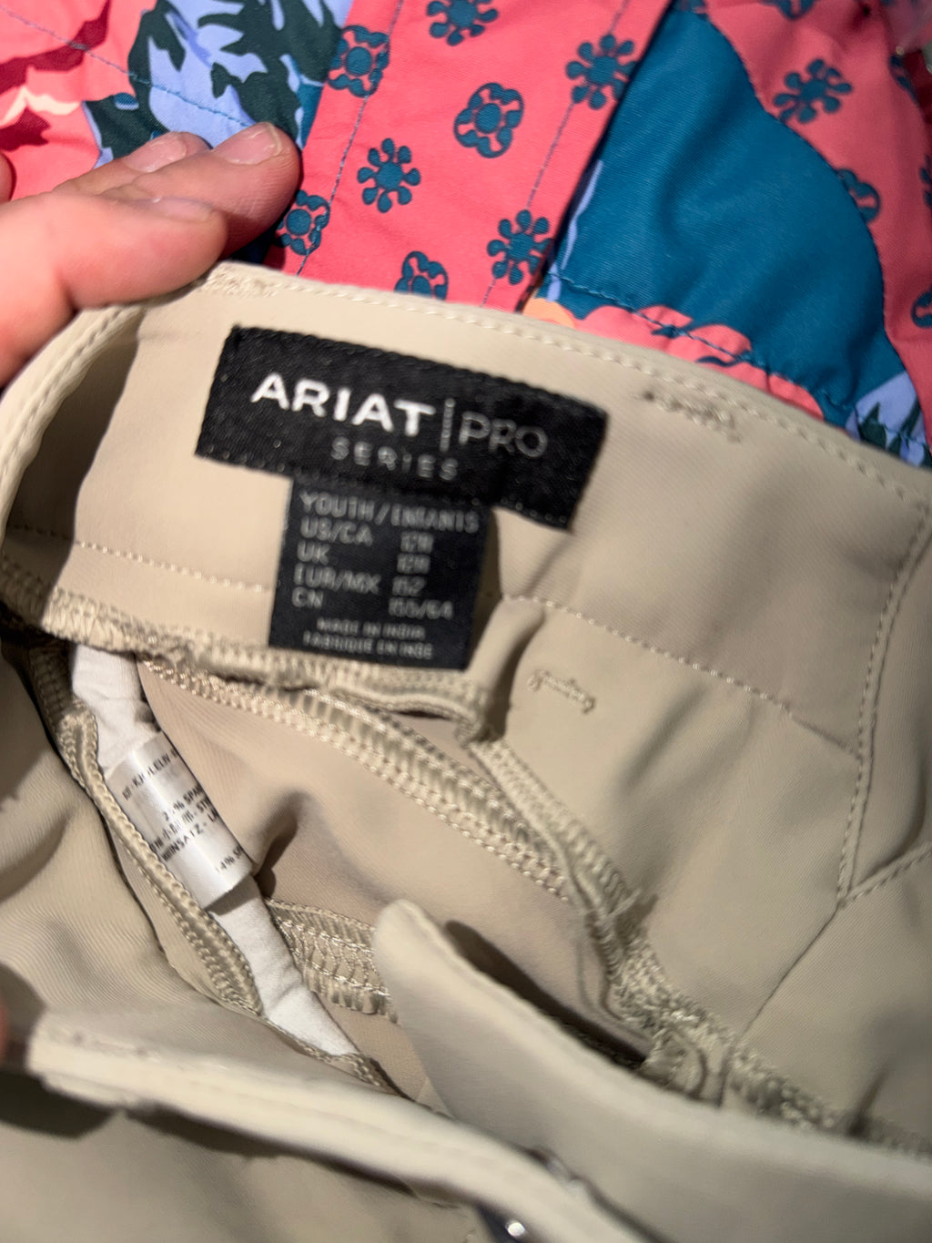 Ariat Pro Series Youth Girls Size 14 Tan Knee Patch Riding Breeches Equestrian Pants