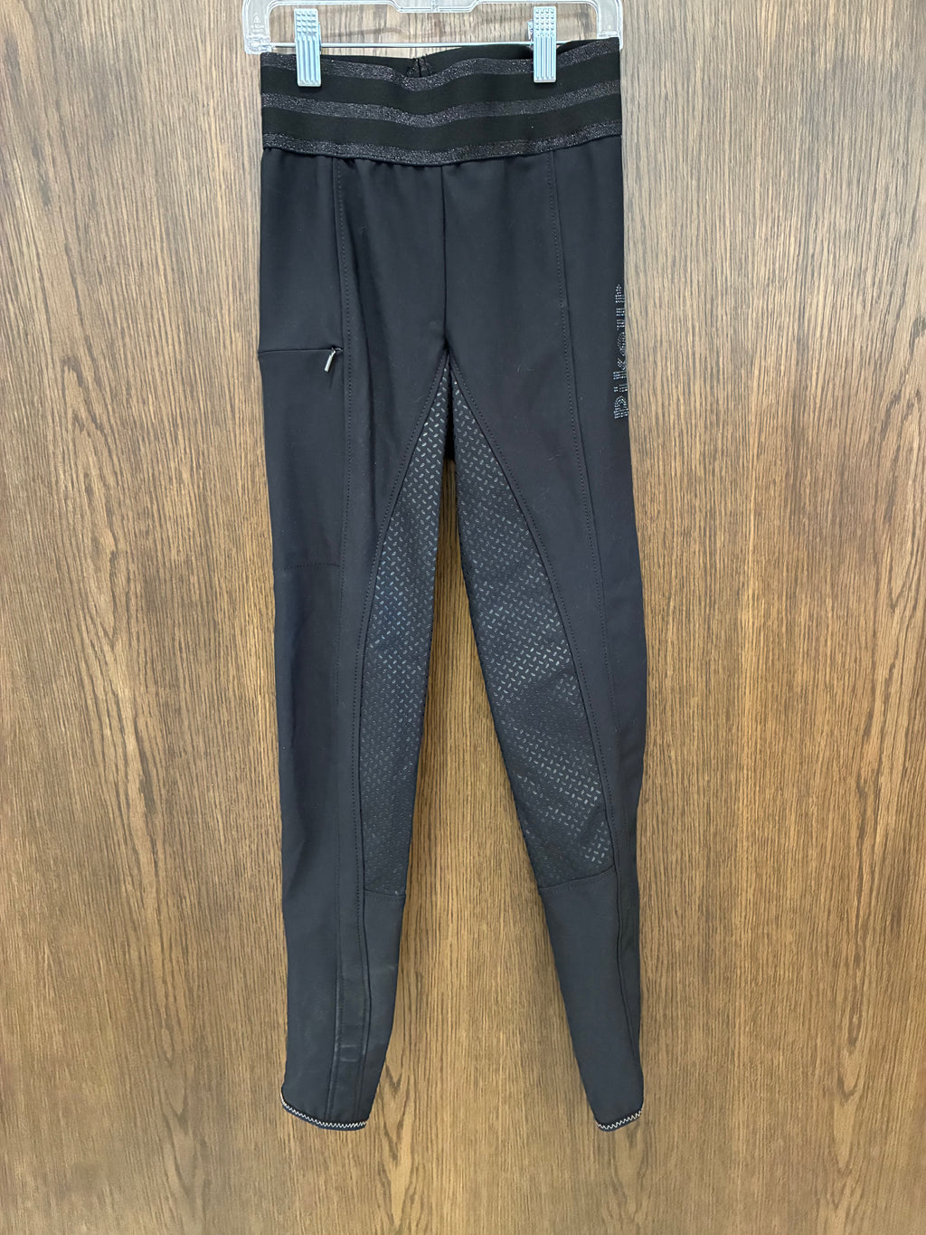 Pikeur Braddy Girls Riding Breeches Size 152 11/12 Black Full Seat Grip Equestrian