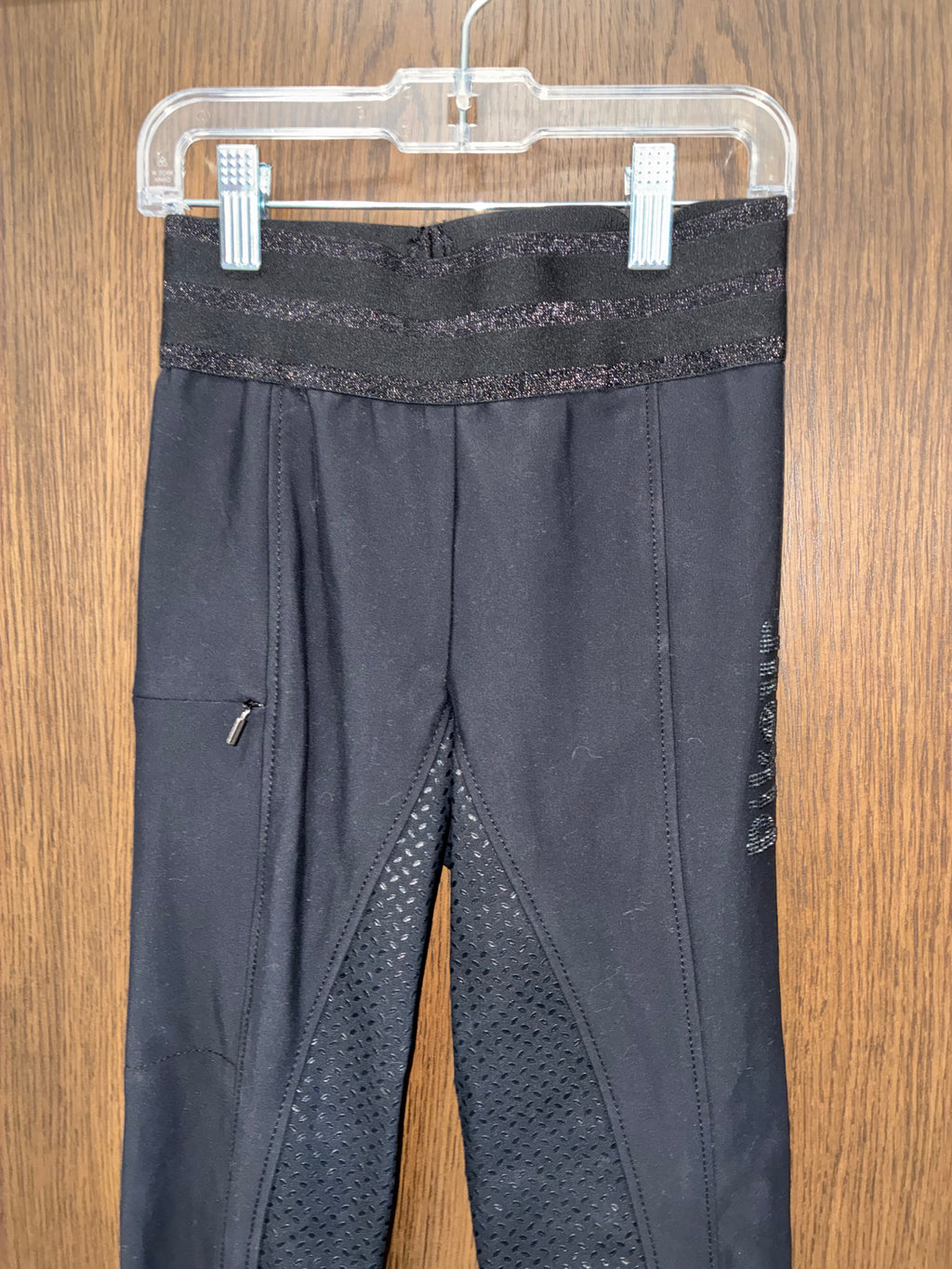 Pikeur Braddy Girls Riding Breeches Size 152 11/12 Black Full Seat Grip Equestrian