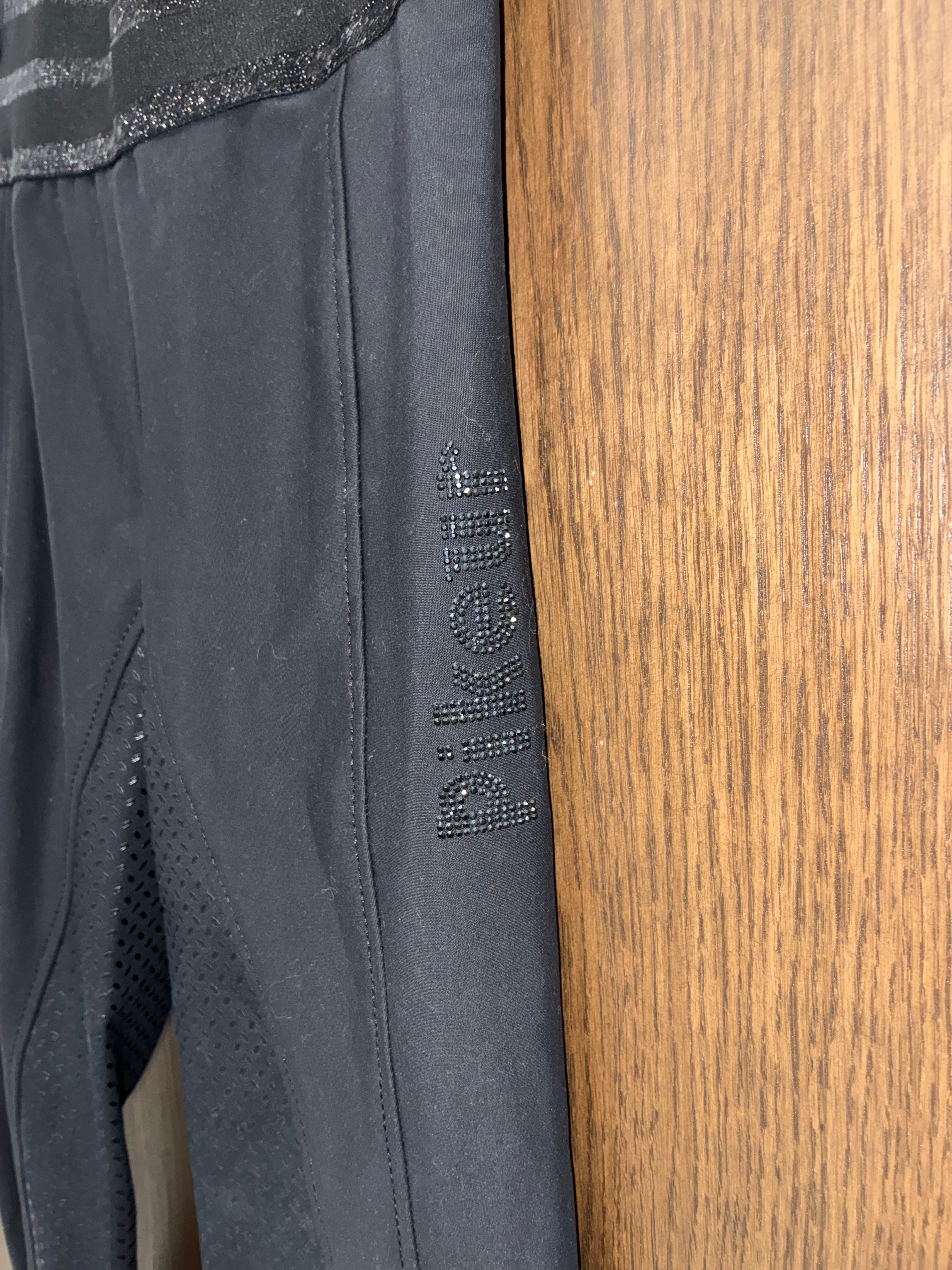 Pikeur Braddy Girls Riding Breeches Size 152 11/12 Black Full Seat Grip Equestrian